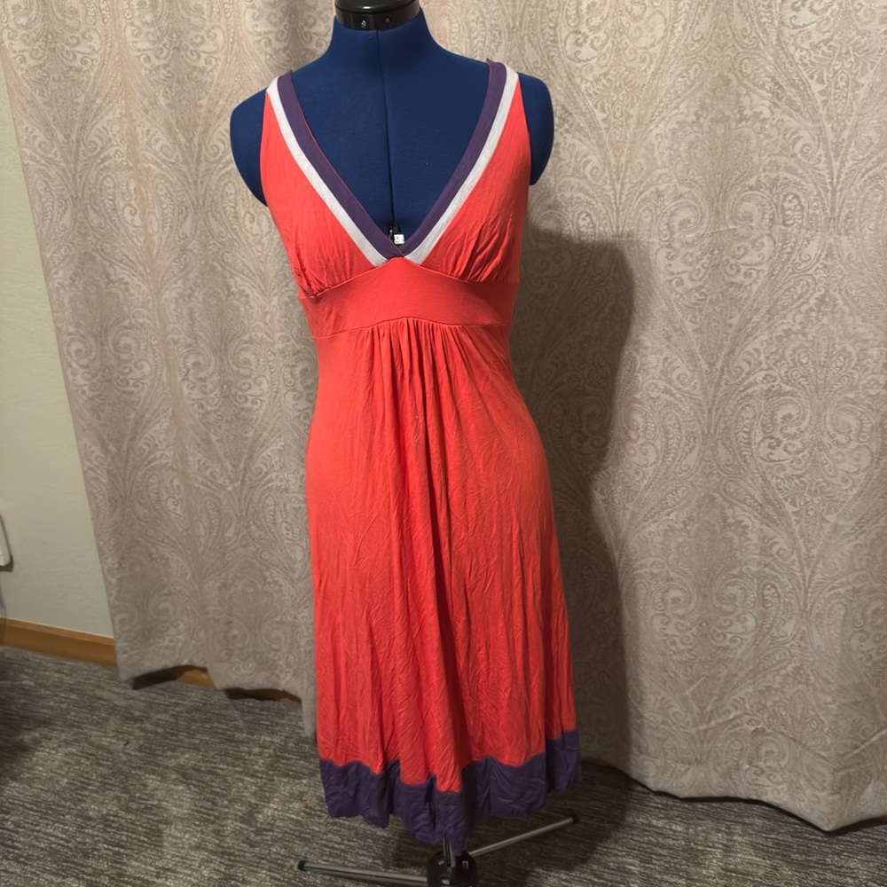 Back detail Red and Purple Midi Dress